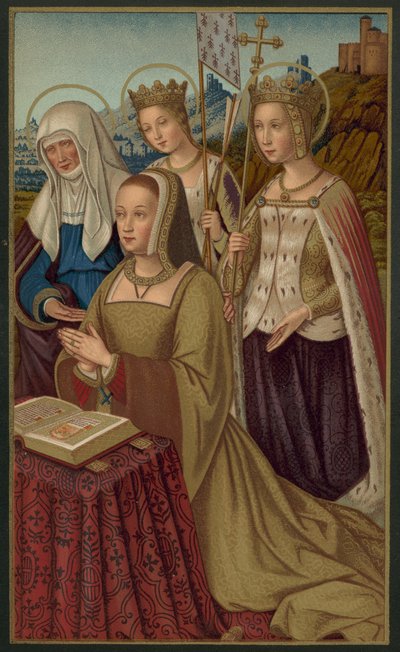 Anna van Bretagne, koningin van Frankrijk, omringd door haar beschermheiligen door French School