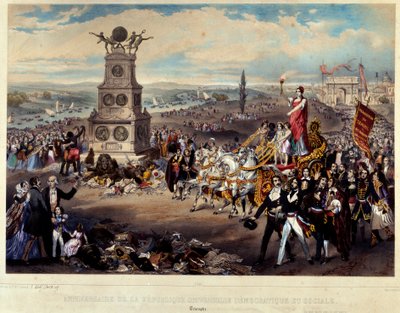 Triomf van de Republiek. Gegraveerd uit 1848. Parijs, Musee Carnavalet door French School