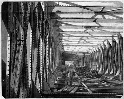 Architectuur: interieur van de Metalen Brug van Bordeaux, Gironde (33) door French School