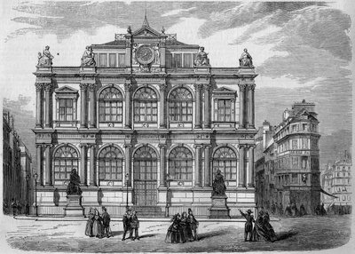Architectuur: gevelaanzicht van het Musée Bibliothèque (geopend in 1847) van de stad Le Havre (Seine Maritime, 76). Gravure in “Le Monde Illustré” nr. 27 van 17 oktober 1857. door French School