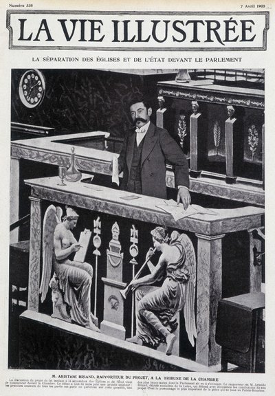 Aristide Briand op de tribune van de Kamer (scheiding van Kerk en Staat) - in 