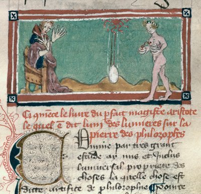 Aristoteles (384-322 v.Chr.) en de Steen der Wijzen, uit een verzameling occulte teksten door French School