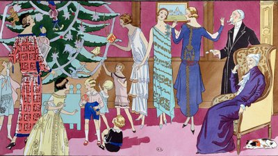 Rond de Kerstboom, modeplaat uit Art Gout Beaute magazine, december 1923 door French School