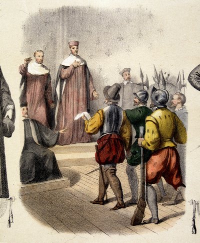 Arrestatie van Achilles de Harley, Franse magistraat (1536-1619). door French School