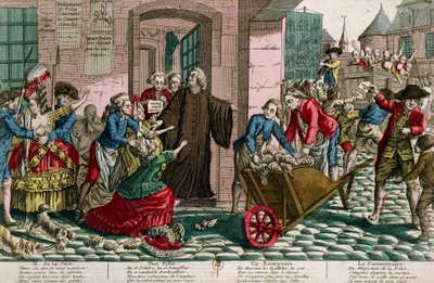 Arrestatie van prostituees door de politie in Parijs, c.1759 door French School