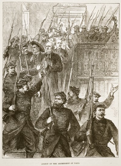 Arrestatie van de aartsbisschop van Parijs, maart 1871, illustratie uit Cassells Geschiedenis van de Oorlog tussen Frankrijk en Duitsland, 1870-1871 door French School