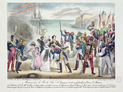Aankomst van Zijne Majesteit Ferdinand VII en zijn familie bij Porte Sainte Marie, 1 Oktober 1823, 1823 door French School