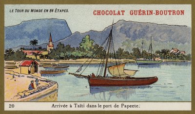 Aankomst in de haven van Papeete, Tahiti door French School
