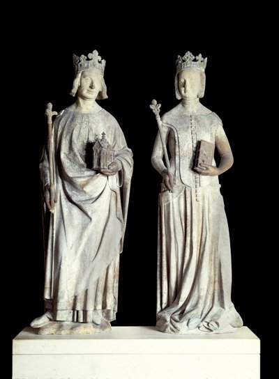 Franse kunst: Standbeelden van koning Karel V en koningin Jeanne de Bourbon door French School