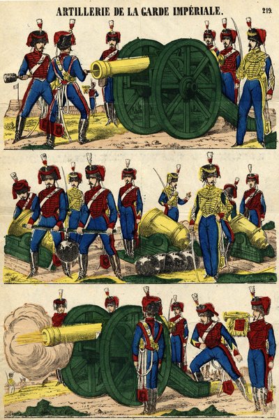 Artillerie van de Keizerlijke Garde. Epinal afbeelding 19e eeuw door French School