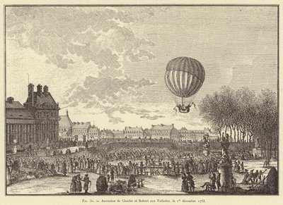 Ascension de Charles et Robert aux Tuileries, le 1er decembre 1783 door French School