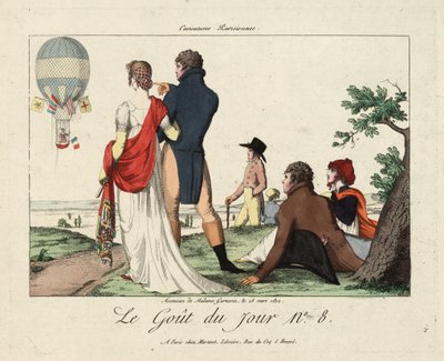 Opstijging van Madame Garnerin, 28 Maart 1802, uit Le Gout du Jour No. 8, ca. 1870 door French School