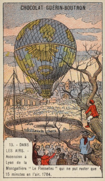 Opstijging van de ballon Le Flesselles, Lyon, Frankrijk door French School