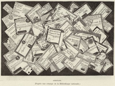 Assignaten, valuta van de Franse Revolutie (gravure) door French School