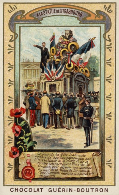 Bij het standbeeld van Straatsburg, Place de la Concorde, Parijs door French School