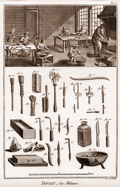 Atelier van een vergulder op metalen - 