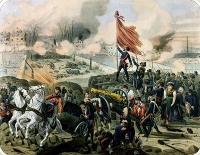 Aanval bij Pont de Neuilly en Courbevoie, 2 april 1871 door French School