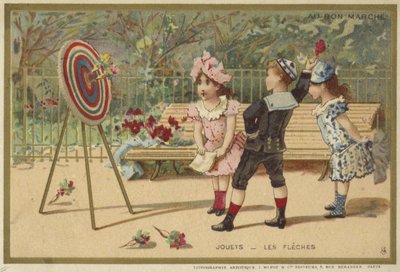 Au Bon Marche-kaarten met kinderspellen door French School