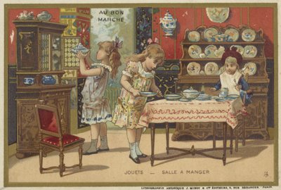 Au Bon Marche-kaarten met kinderspellen door French School