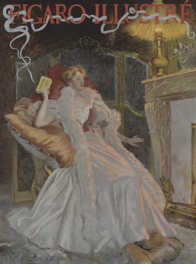 Bij de haard. Omslag van Le Figaro Illustre, januari 1896 door French School