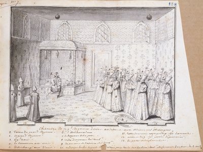Ontvangstkamer van de Sultan in Constantinopel voor het ontvangen van ambassadeurs, 1717 door French School