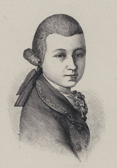 Oostenrijkse componist Wolfgang Amadeus Mozart op veertienjarige leeftijd door French School
