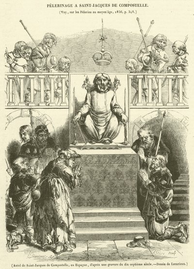 Altaar van Santiago de Compostela, in Spanje (gravure) door French School