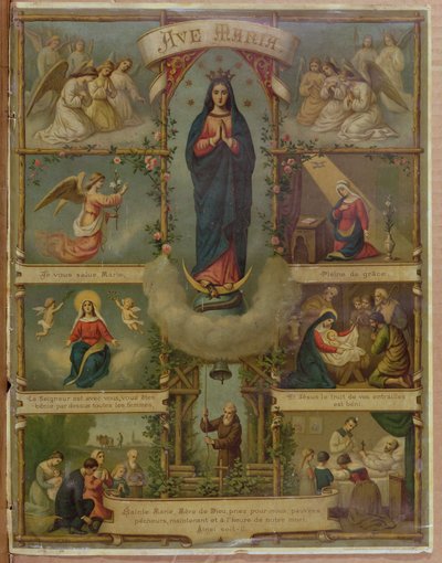 Ave Maria gebedskaart door French School