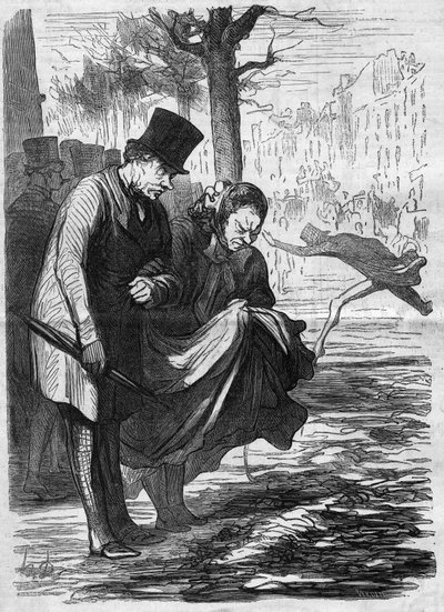 Vreselijke macadam!. Cartoon door Honore Daumier (1808-1879). Gravure in 