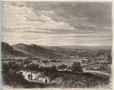 Ay en de berg van Reims - departement Marne - gravure in 