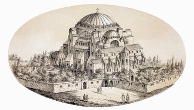 Aya Sofya Camii of St Sophia Basilika, Istanbul, Turkije, naar een illustratie uit het midden van de 19e eeuw, uit L