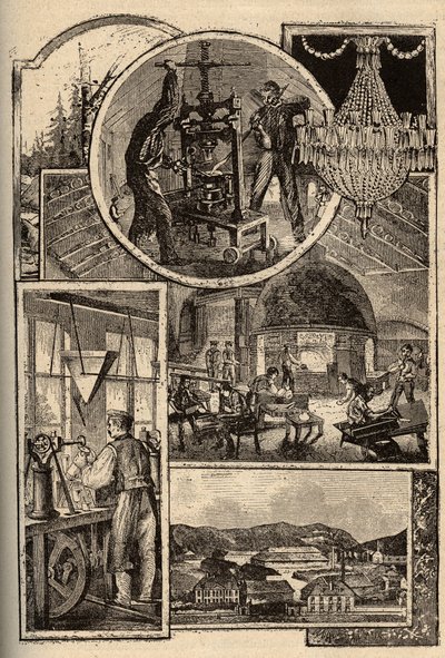 Baccarat - Kristalfabrieken - Meurthe-et-Moselle - gravure in PATRIE - BESCHRIJVING PICTURESQUE VAN FRANKRIJK IN 6 DELEN DOOR LUCIEN HUARD - eind 19e eeuw door French School