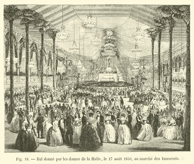 Bal gegeven door de dames van de Halle, op 17 augustus 1850, op de markt van de Onschuldigen door French School