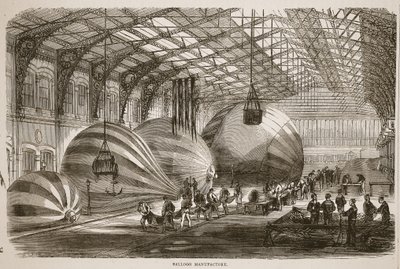 Ballonfabriek, illustratie uit Cassells Geschiedenis van de Oorlog tussen Frankrijk en Duitsland, 1870-1871 door French School