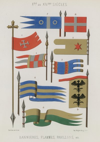 Banners, streamers, vlaggen van de 10e tot 14e eeuw door French School