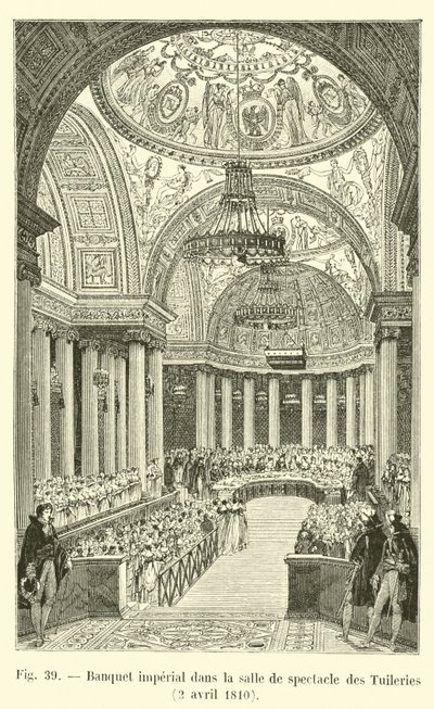 Keizerlijk banket in de theaterzaal van de Tuilerieën, 2 april 1810 door French School