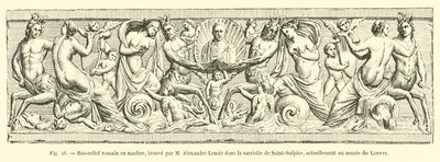 Romeins marmeren bas-reliëf, gevonden door M. Alexandre Lenoir in de sacristie van Saint-Sulpice, momenteel in het Louvre door French School