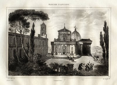 Basilica della Santa Casa - Loreto - Heiligdom van Lorette - Loreto - Basiliek van Onze-Lieve-Vrouw van Loreto - Heilige Huis van Loreto of Huis van Nazareth - Gravure uit 