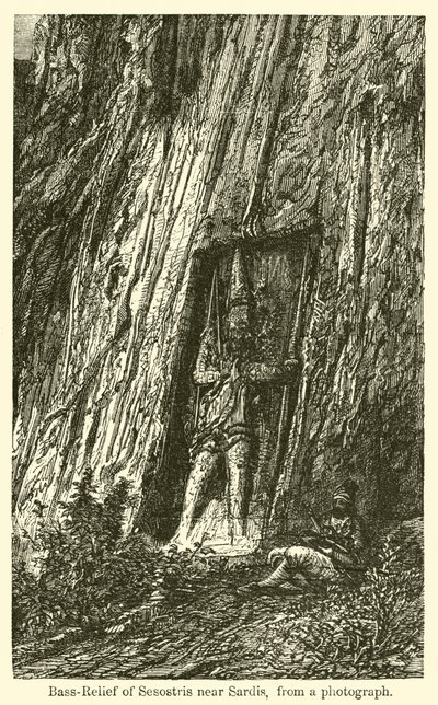 Bas-reliëf van Sesostris bij Sardis (gravure) door French School