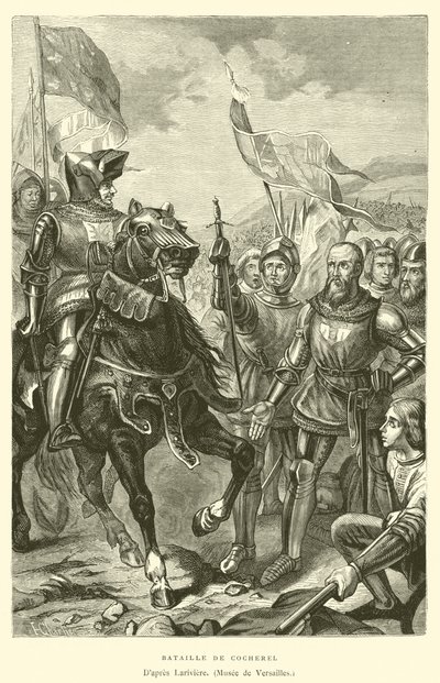 Slag bij Cocherel (gravure) door French School