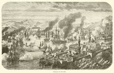 Slag bij Navarin (gravure) door French School