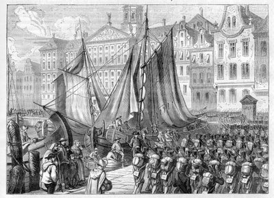 Bataafse Revolutie - De Franse generaal Jean Charles Pichegru (1761-1804) betreedt Amsterdam met zijn leger - Franse troepen betreden Amsterdam, 20 januari door French School