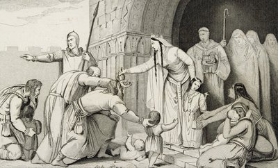 Bathilda geeft geld aan de armen, uit 