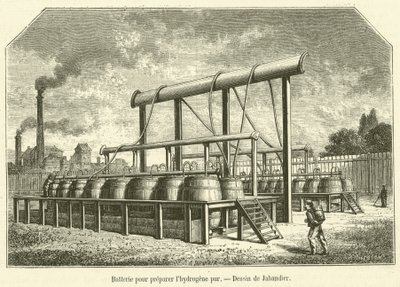 Batterij voor het bereiden van zuivere waterstof door French School