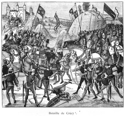 Slag bij Crecy in 1346, kopie van Froissarts Kronieken door French School