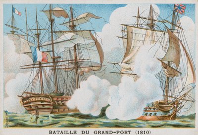 Slag bij Grand Port, 1810 door French School