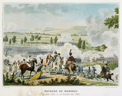 Slag bij Marengo (Piëmont - Italië) op 14 juni 1800, waarbij Bonaparte de overwinning behaalde op de Oostenrijkers door French School