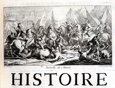 Slag bij Muret op 12 september 1213 - in "Histoire générale de Languedoc" door Joseph Vaissete, Parijs door French School