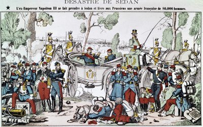 Slag bij Sedan in 1870. De voormalige keizer Napoleon III wordt gevangen genomen in Sedan en levert aan de Pruisen een Frans leger van 80.000 man (spinal afbeelding) door French School