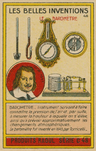 Kaart van mooie uitvindingen, barometers door French School
